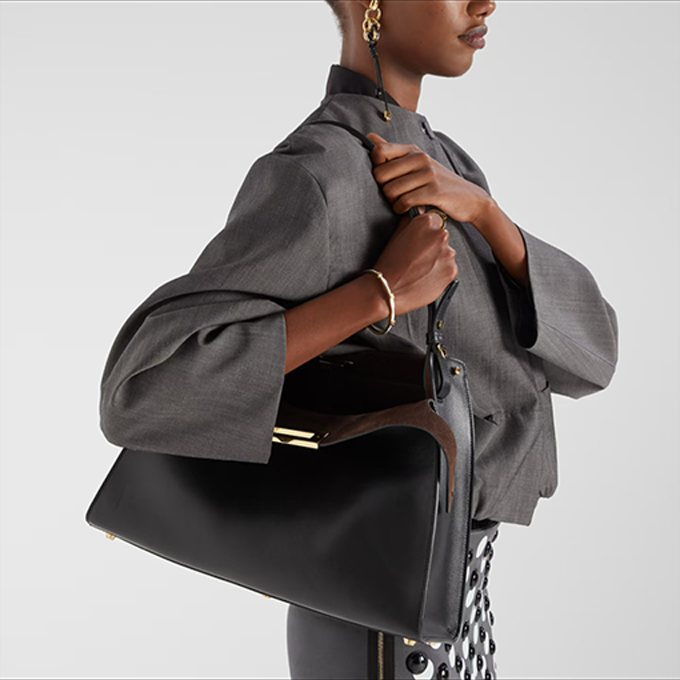 fendi way medium soft trapezoidal open‑top tote handbag